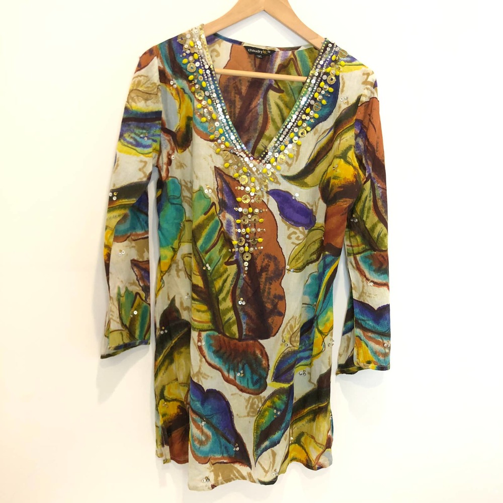 Chaudry KC -Beaded Embellishment Floral Tunic Sz M